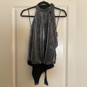 Express Silver Halter Bodysuit